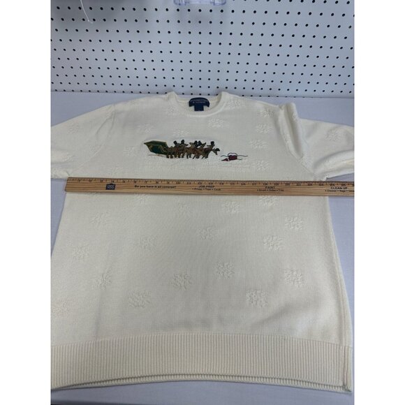 Roundtree & Yorke Mens White Slayer Holiday Pullover Sweater Size XL Long Sleeve - Picture 7 of 8